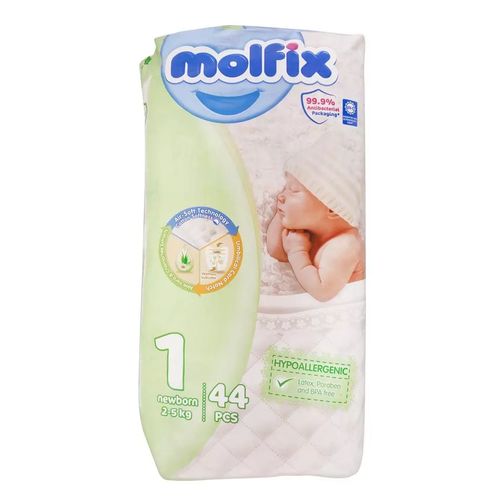 1245159-1 Molfix Diaper No. 1 New Born 2-5 Kg, 44-Pack - Image 1