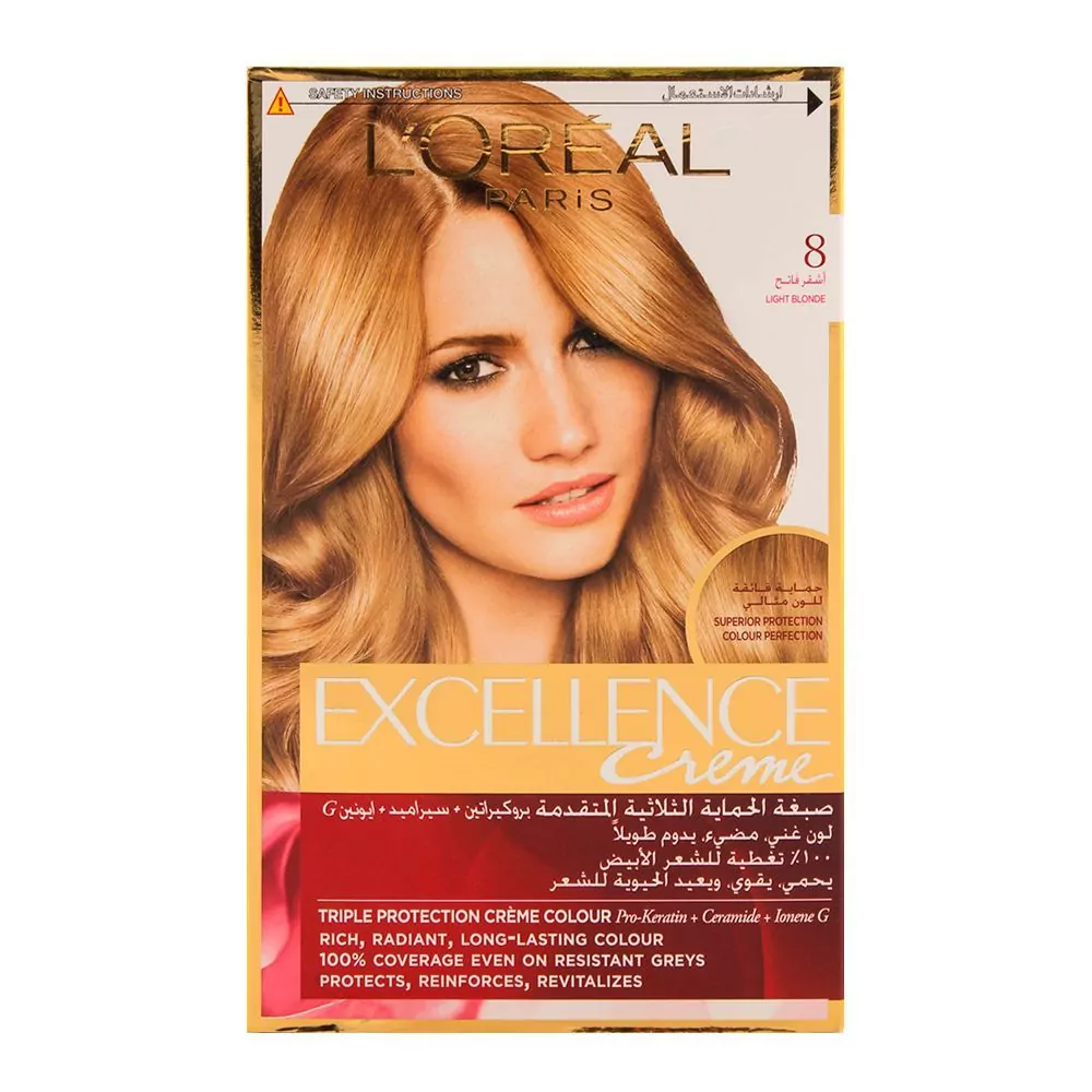L Oreal Paris Excellence Hair Color Light Blond 8 Lustrous Shine Catch N Pack