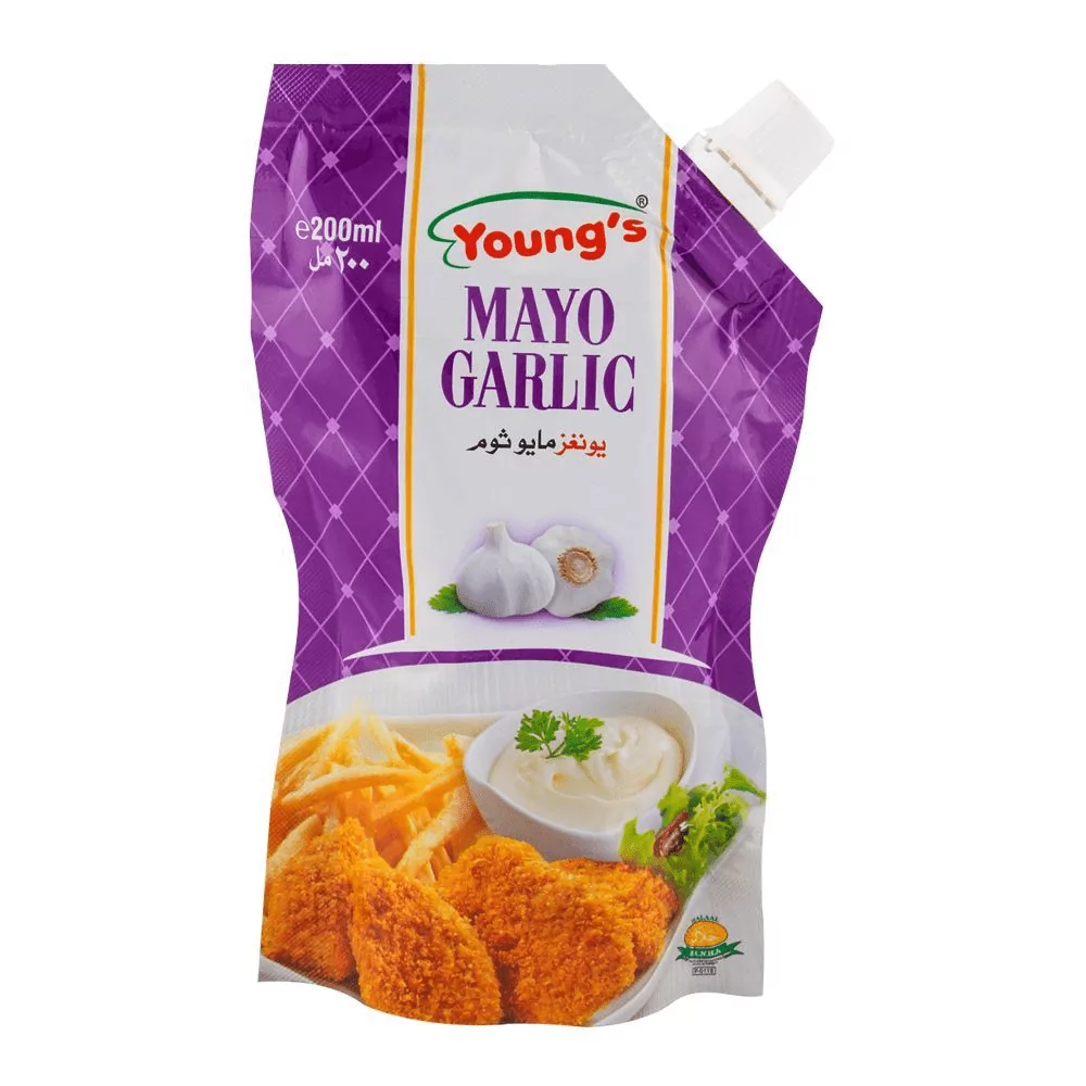 Youngs Mayo Garlic Sauce Pouch -200Ml Youngs Mayo Garlic Sauce Pouch -200Ml