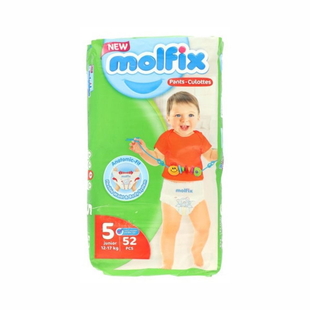 Molfix Diaper Pants Junior Size 5, 12-17 Kg, 52 Pcs - Comfort & Extra  Absorbency - Catch N Pack