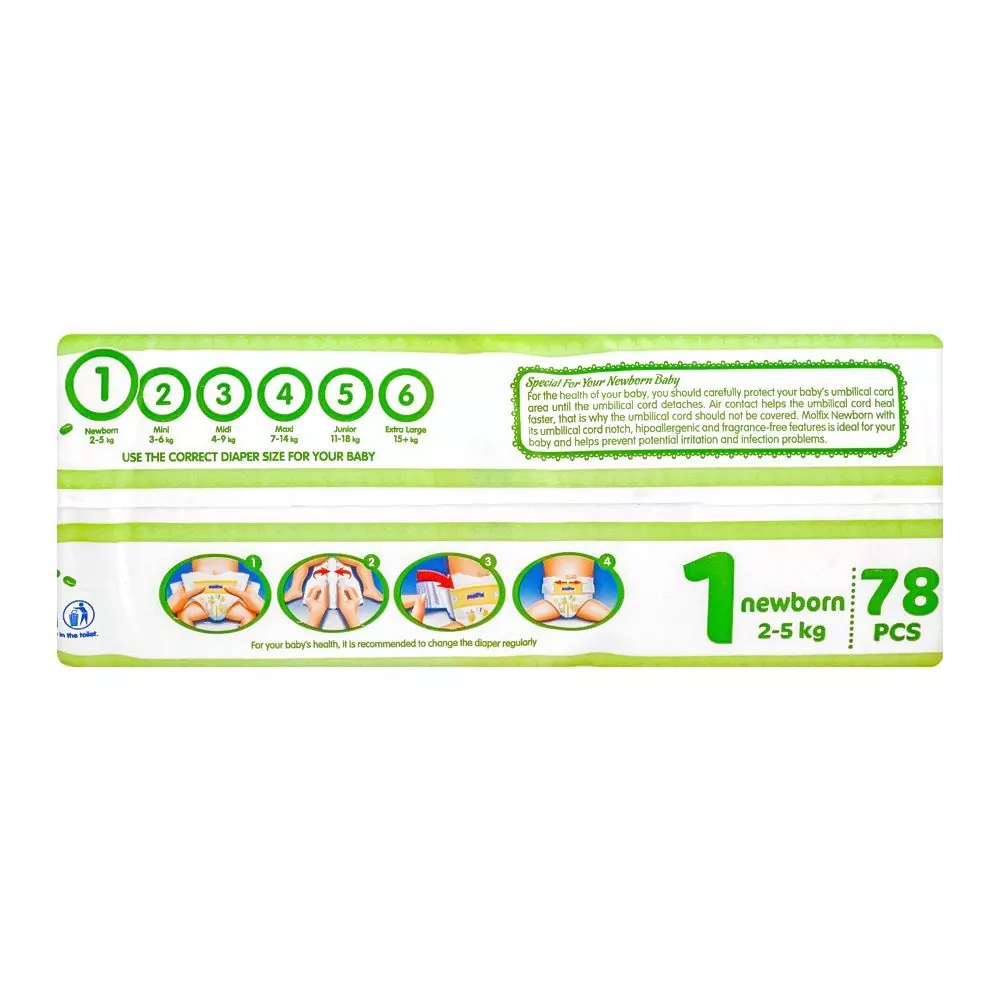 Molfix New Born Baby Size 1 Diaper 2-5 Kg 78 Pcs