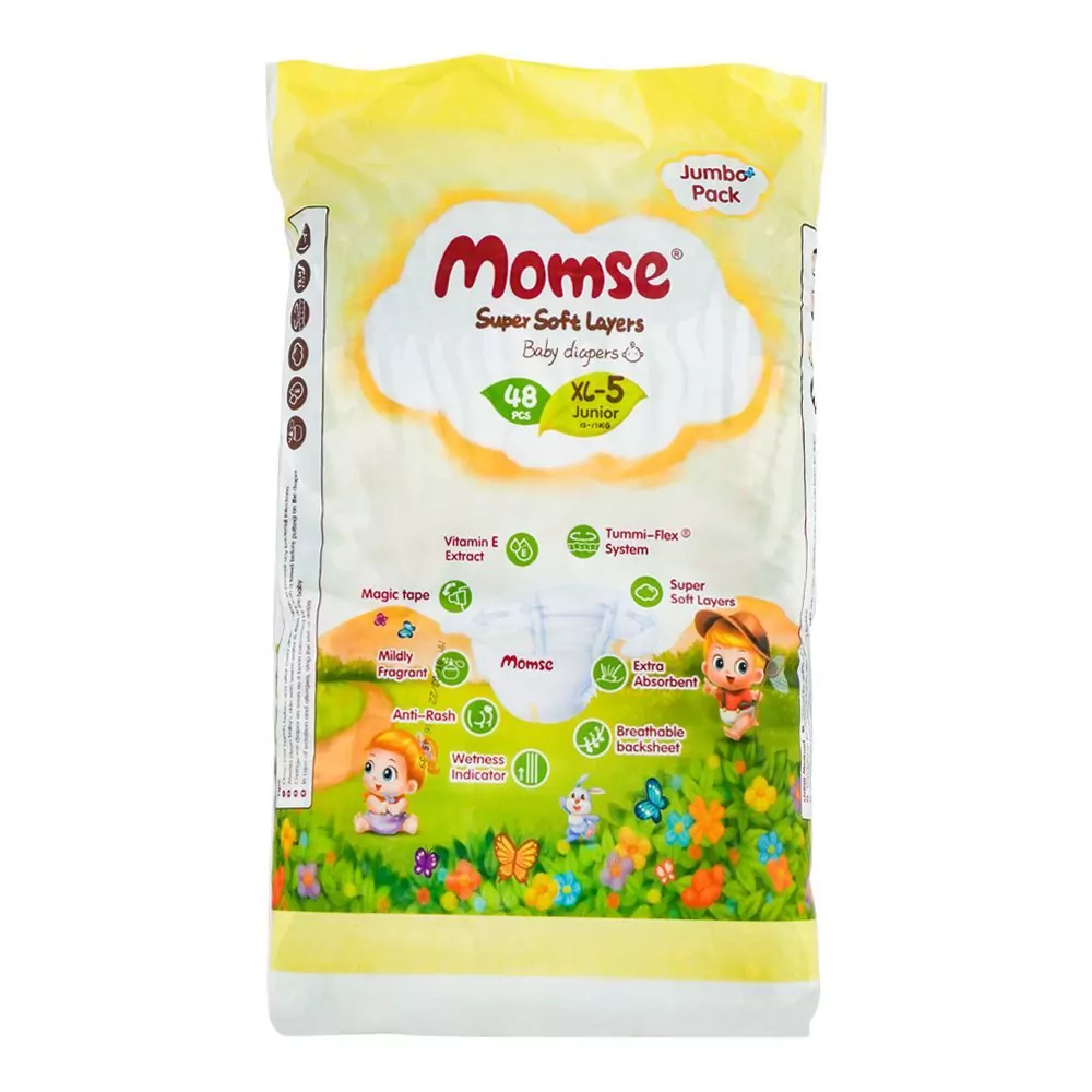 Momse Baby Diapers Xl-5 Junior, 12-17 Kg, 48-Pack Momse Baby Diapers Xl-5 Junior, 12-17 Kg, 48-Pack