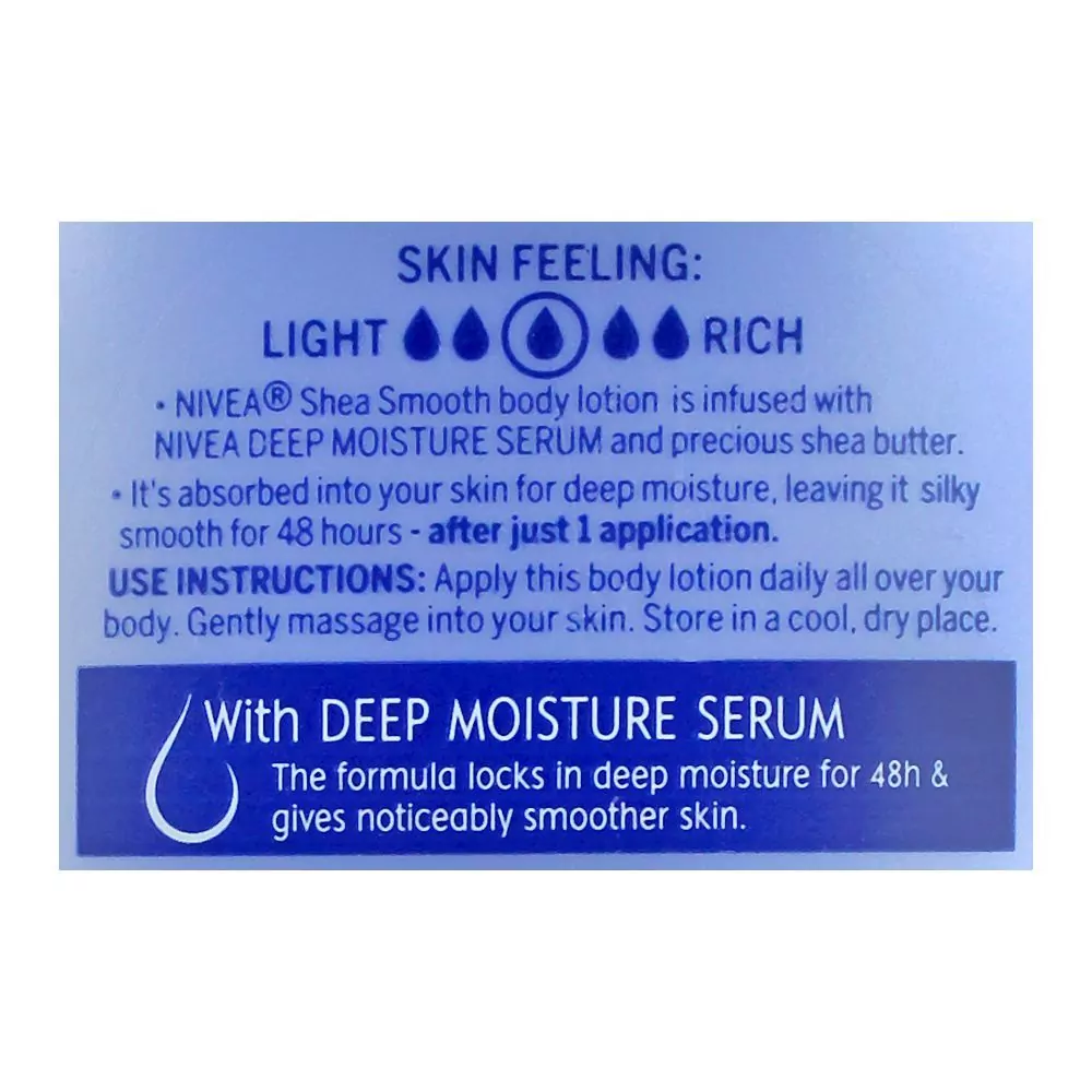 Nivea Shea Smooth Dry Skin Body Lotion, With Deep Moisture Serum, 400Ml