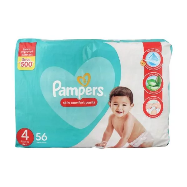 Pampers Pants Mega Pack Maxi 4, 56pcs 10-14kg - Comfortable & Absorbent -  Catch N Pack
