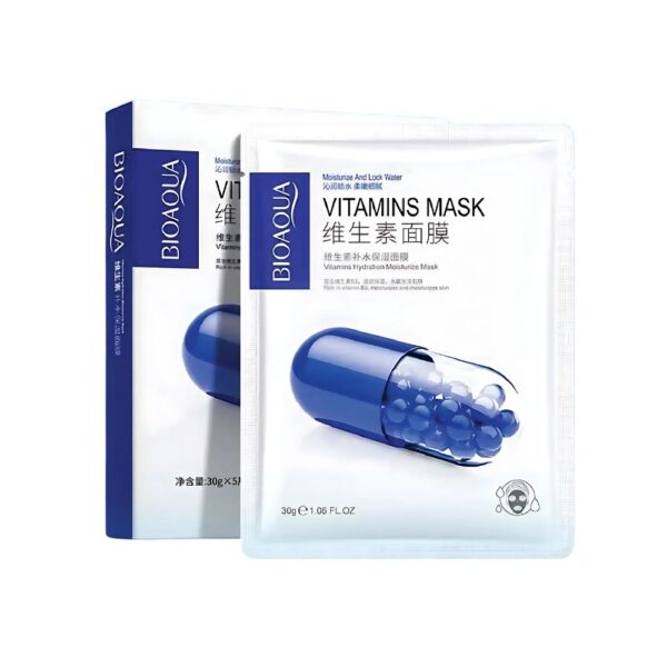 BIOAQUA Vitamins Hydration Moisture Mask – Face mask with Vitamin B3 to moisturize and refresh dry skin.