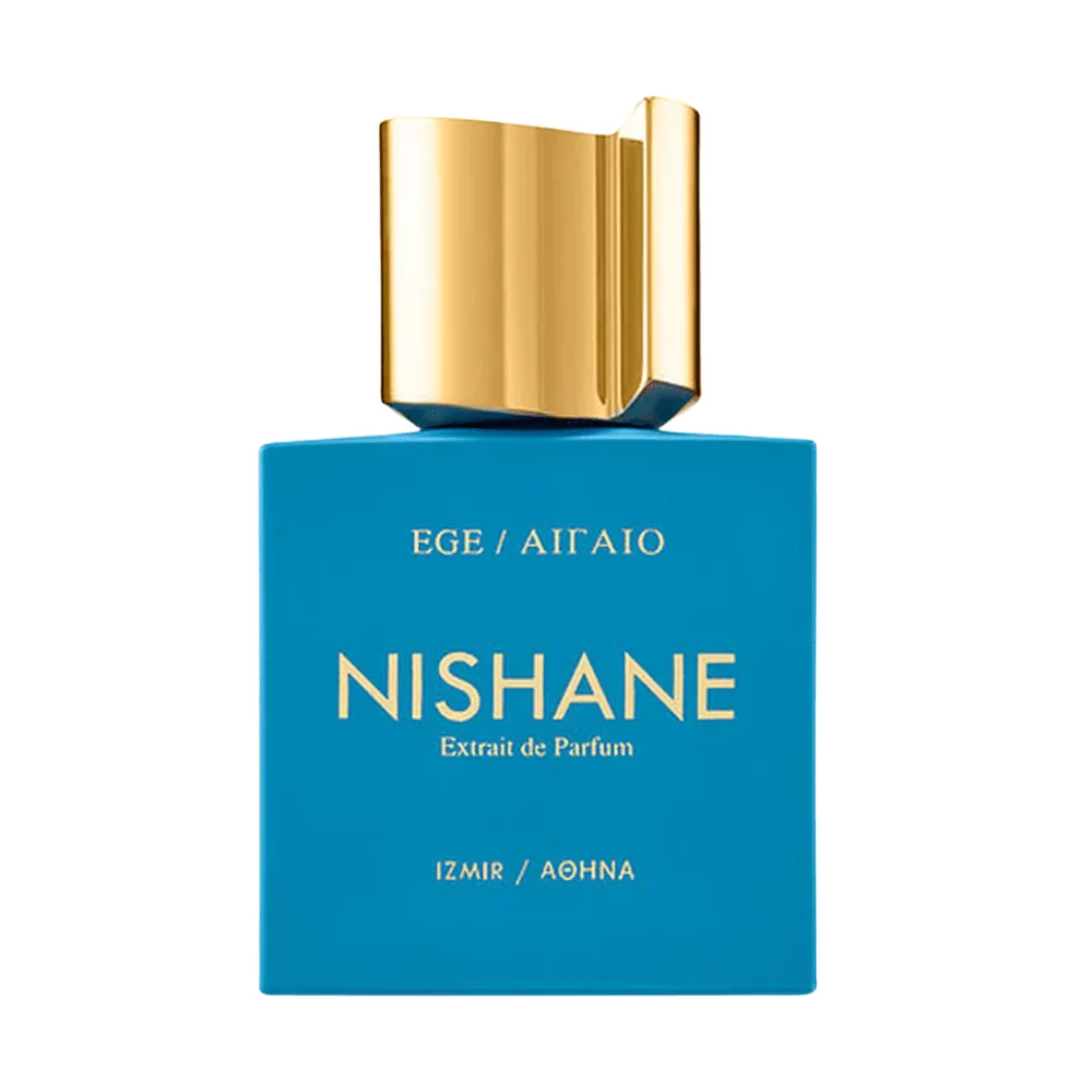 Nishane Ege Extrait Unisex 100Ml Nishane Ege Extrait 100Ml Bottle With A Serene Blue And Green Background, Reflecting Its Aquatic And Fresh Aroma.