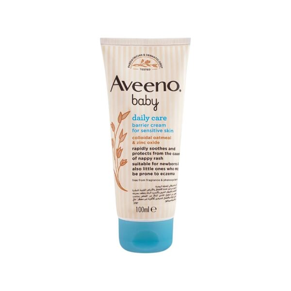 Aveeno Baby Barrier Cream 100ml – Gentle diaper rash cream with zinc and oatmeal for baby’s sensitive skin.