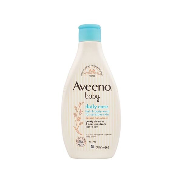 Aveeno Baby Hair & Body Wash 250ml – Gentle tear-free wash with oat for newborns and sensitive baby skin.