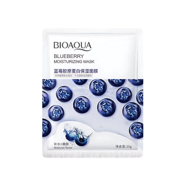 BIOAQUA Blueberry Moisturizing Sheet Mask – Deep hydration face mask with blueberry extract for dry and dull skin.