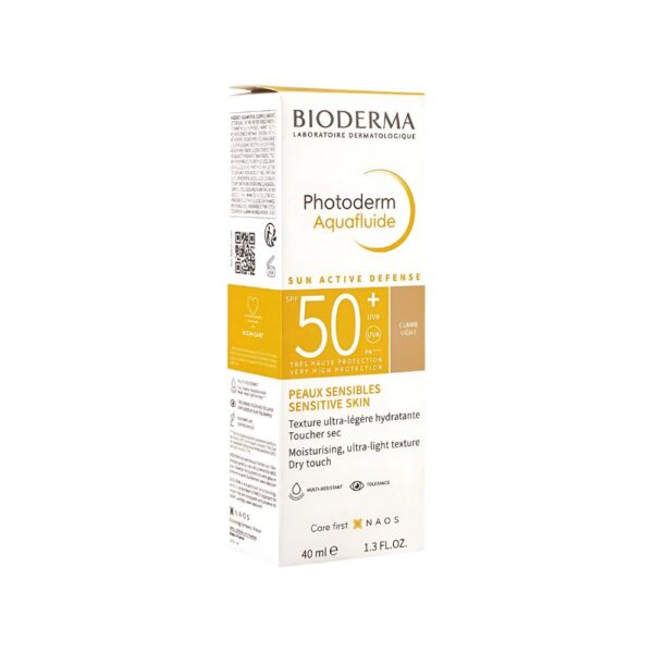 Bioderma Photoderm Aquafluide SPF50+ 40ml – Lightweight sunscreen with 8-hour hydration and strong UV protection for all skin types.