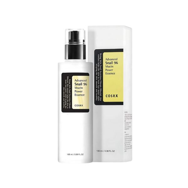 COSRX Advanced Snail 96 Mucin Power Essence 100ml – Lightweight hydrating essence with 96% snail mucin to restore, brighten, and improve skin texture.