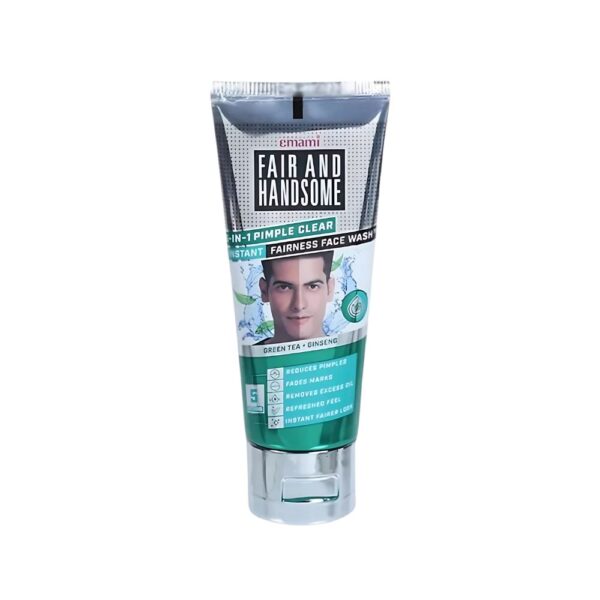Emami Fair & Handsome Anti Pimple Face Wash 50g – Men’s gel face wash with green tea and ginseng to reduce pimples and dark spots.
