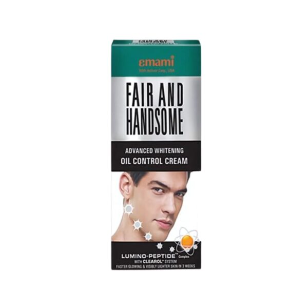 Emami Whitening Oil Control Cream 25g – Men’s fairness cream with Lumino-Peptide for bright and oil-free skin.