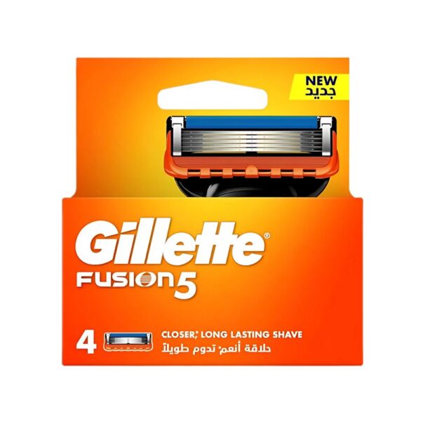 Gillette Fusion 5 Men Cartridge 4 Count – Razor blade refills with anti-friction edges and precision trimmer.