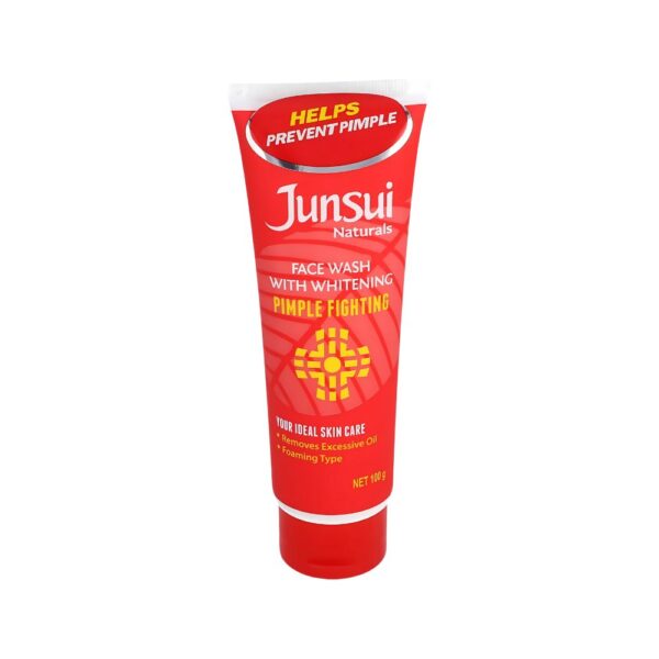 Junsui Whitening Pimple Fighting Face Wash 100g – Fights pimples, brightens skin, and removes oil with yam bean and anti-bacterial formula.