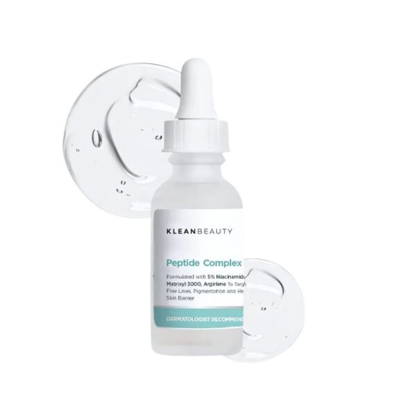 Klean Beauty Peptide Complex Serum 20ml – Face serum with niacinamide, peptides, and green tea to smooth wrinkles and brighten skin.