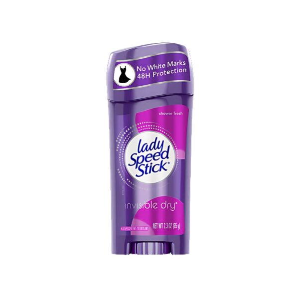Lady Speed Stick Shower Fresh Invisible dry – Clear antiperspirant with long-lasting odor protection and invisible dry formula.