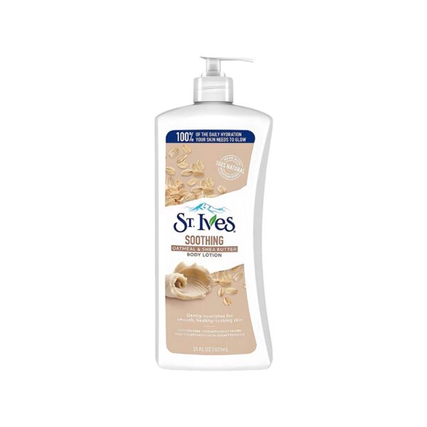 St. Ives Oatmeal & Shea Butter Body Lotion 621ml – Rich body lotion with oatmeal and shea to calm and hydrate dry skin.