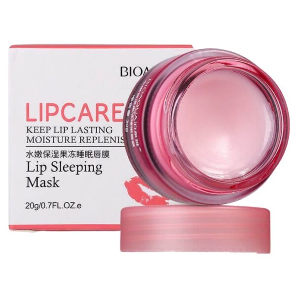 BIOAQUA Lipcare Jelly Lip Sleeping Mask – Night lip care with strawberry, beeswax, and vitamin E for soft lips.