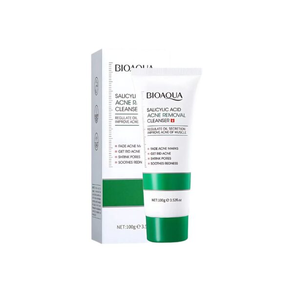 BIOAQUA Salicylic Acid Acne Removal Cleanser – Deep cleaning facial wash for oily and acne-prone skin.