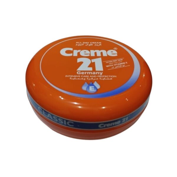 Creme 21 Intensive Care All Day Cream 250ml – Vitamin E and B5 rich moisturizer for very dry skin, non-greasy daily care.