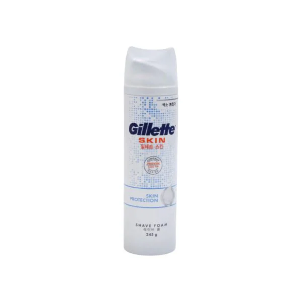 Gillette Skin Protection Shave Foam 245 GM with Aloe Vera for sensitive skin smooth and comfortable shaving in Pakistan.